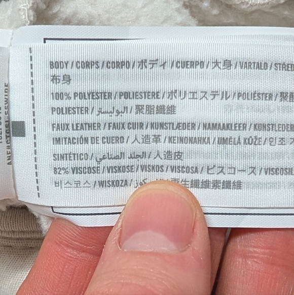 Abercrombie & Fitch Snap Up Vegan Leather Fleece Pullover Jacket Women's Medium - Picture 5 of 7